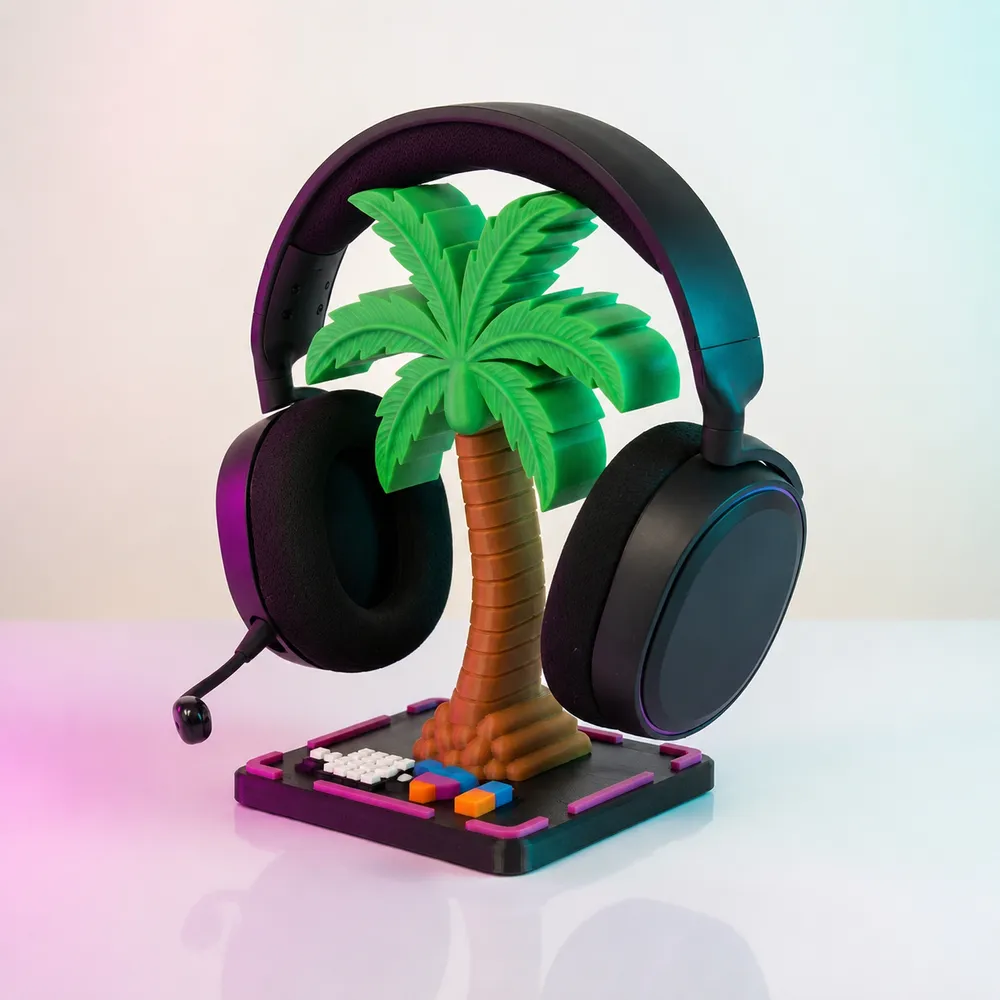 THE MOST WANTED HEADSET STAND - neon palm tree 3D printed headset holder